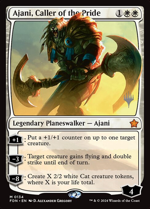 Ajani, Caller of the Pride (Foundations Promos #134p)