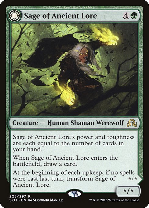 Sage of Ancient Lore // Werewolf of Ancient Hunger card image