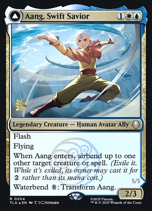 Aang, Swift Savior // Aang and La, Ocean's Fury magic the gathering card art