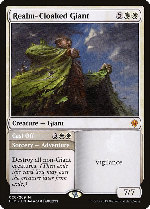 Funds Steep Get tangled Realm-Cloaked Giant // Cast Off · Throne of Eldraine (ELD) #26 · Scryfall Magic:  The Gathering Search