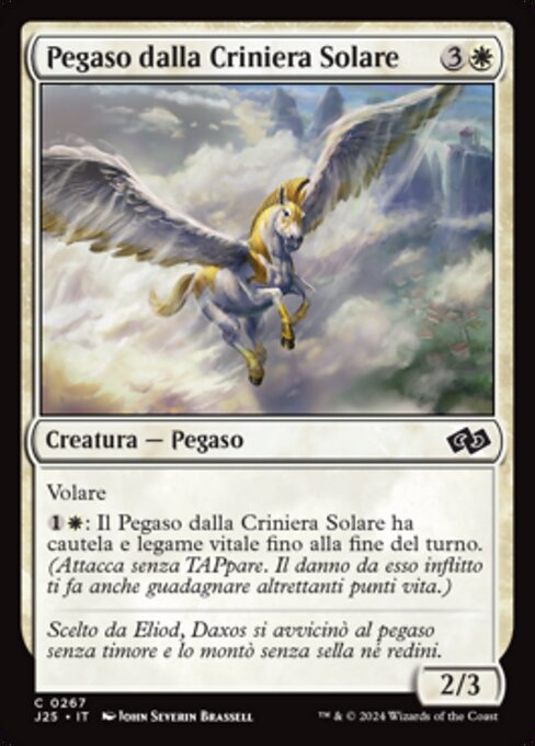 Sunmane Pegasus - Foundations Jumpstart Magic: The Gathering Card - Creature — Pegasus by John Severin Brassell
