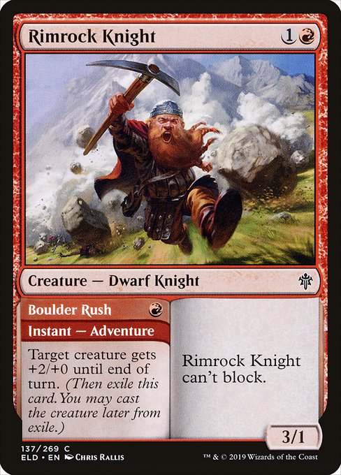 Rimrock Knight // Boulder Rush (Throne of Eldraine #137)