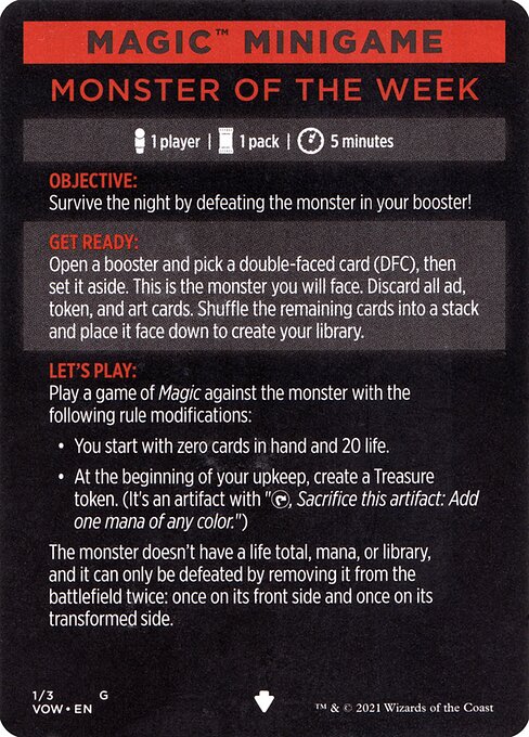 Monster of the Week // Monster of the Week (cont'd) (Innistrad: Crimson Vow Minigames #1)