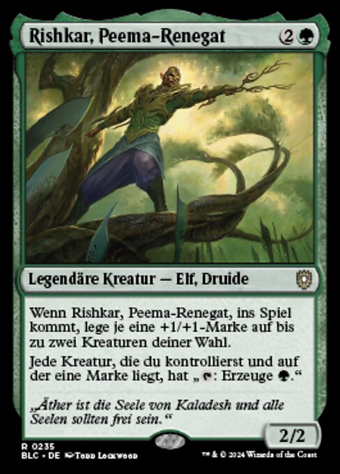 Rishkar, Peema Renegade (Bloomburrow Commander #235)