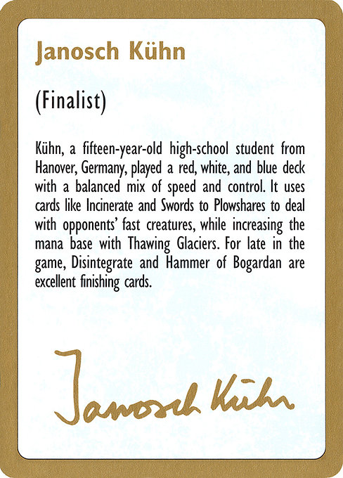 Janosch Kühn Bio 1997 (World Championship Decks 1997 #jk0a)