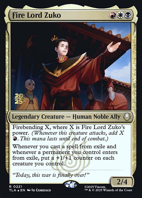 Fire Lord Zuko magic the gathering card art