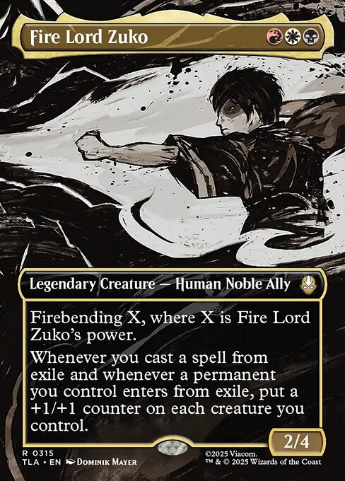 Fire Lord Zuko magic the gathering card art
