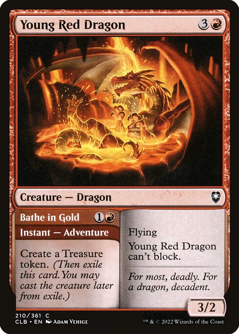 Young Red Dragon // Bathe in Gold (Commander Legends: Battle for Baldur's Gate #210)