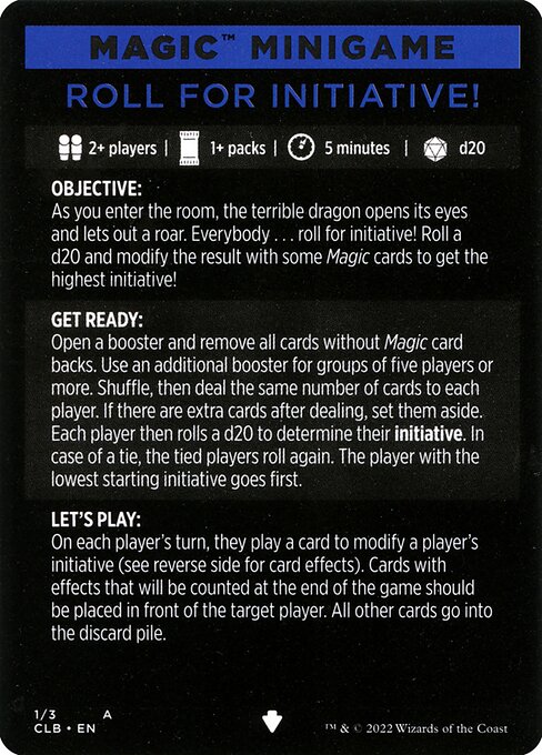 Roll for Initiative // Roll for Initiative (cont'd) (Commander Legends: Battle for Baldur's Gate Minigames #1)