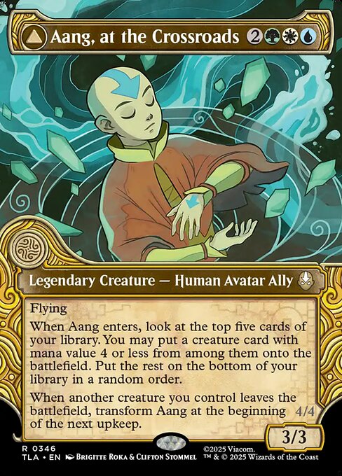 Aang, at the Crossroads // Aang, Destined Savior magic the gathering card art