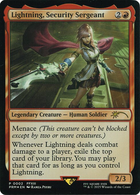 Lightning, Security Sergeant, carta Magic di tipo Legendary Creature — Human Soldier illustrata da Ramza Psyru