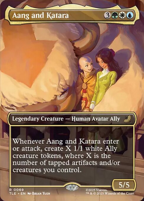 Aang and Katara magic the gathering card art