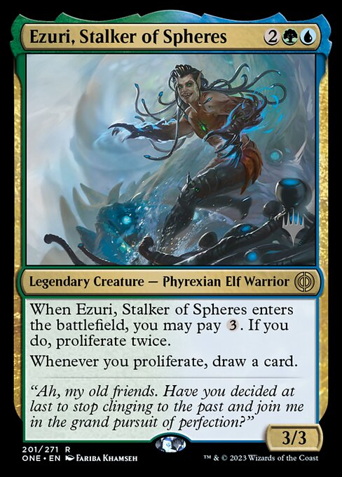 Ezuri, Stalker of Spheres (Phyrexia: All Will Be One Promos #201p)