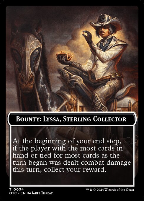 Bounty: Lyssa, Sterling Collector // Wanted! (Outlaws of Thunder Junction Commander Tokens #34)