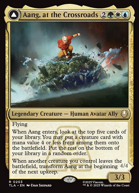 Aang, at the Crossroads // Aang, Destined Savior magic the gathering card art