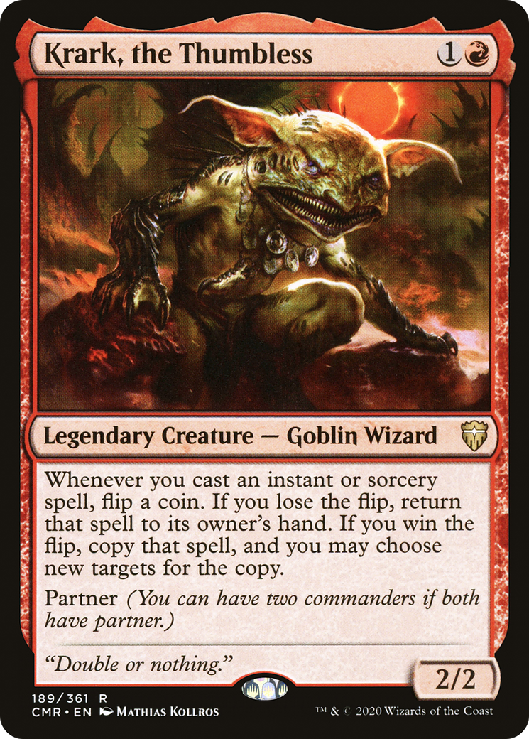 Krark, the Thumbless · Commander Legends (CMR) #574 · Scryfall Magic The  Gathering Search