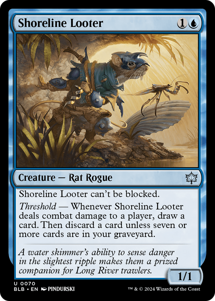 Shoreline Looter - PINDURSKI (2024) A water skimmer's ability to sense danger in the slightest ripple makes them a prized companion for Long River trawlers.